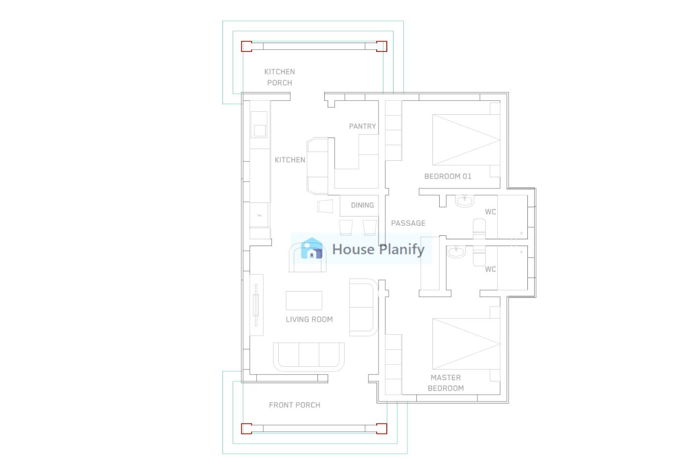 1200A Bungalow House Plan