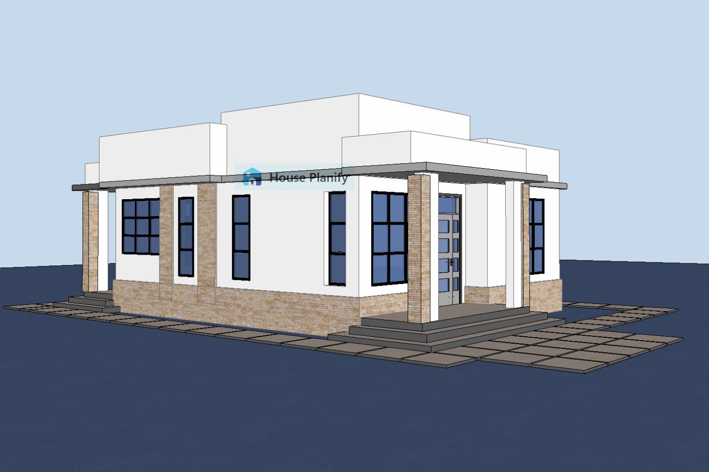 1200B Flat Roof Bungalow Side View