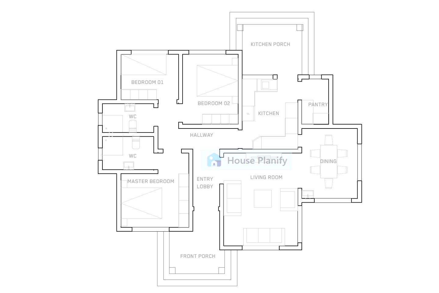 1300A Bungalow House Plan
