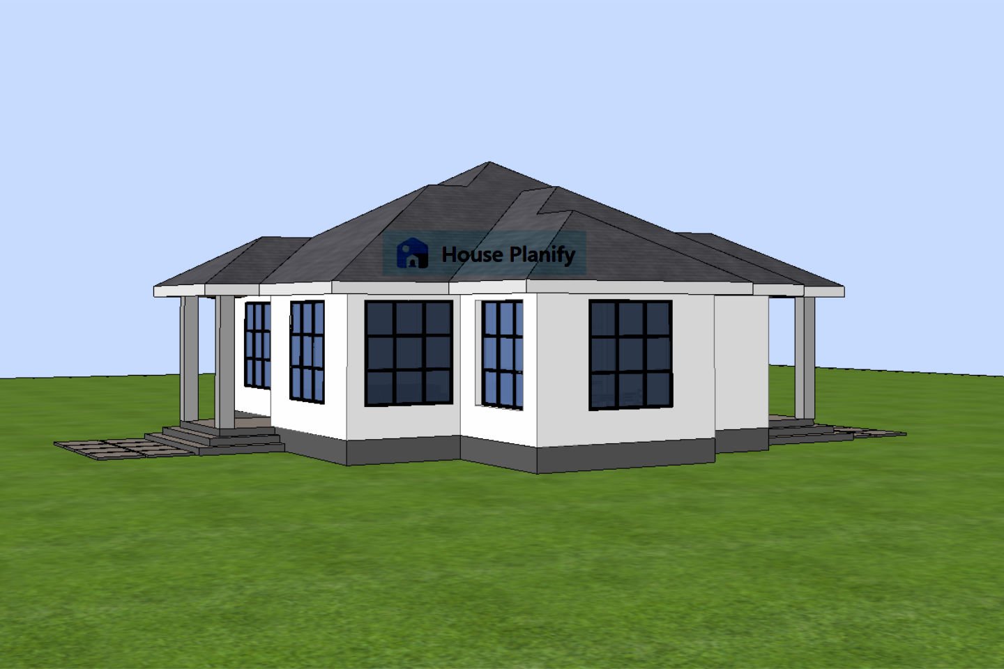 1300A Modern Bungalow Side View