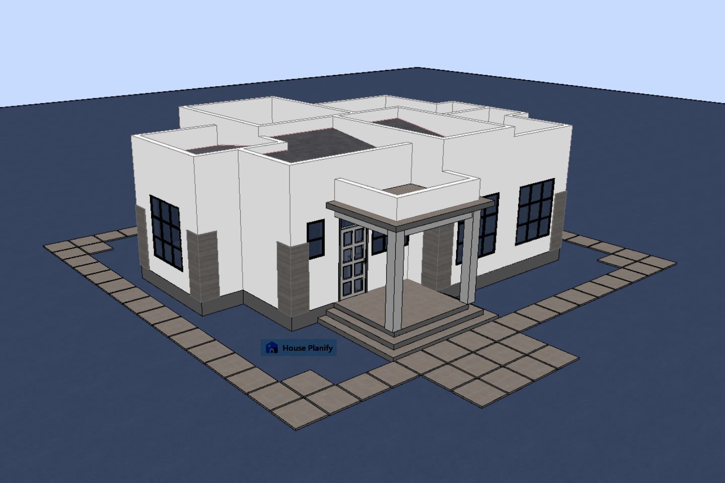 1300B Bungalow Top View Hidden Roof