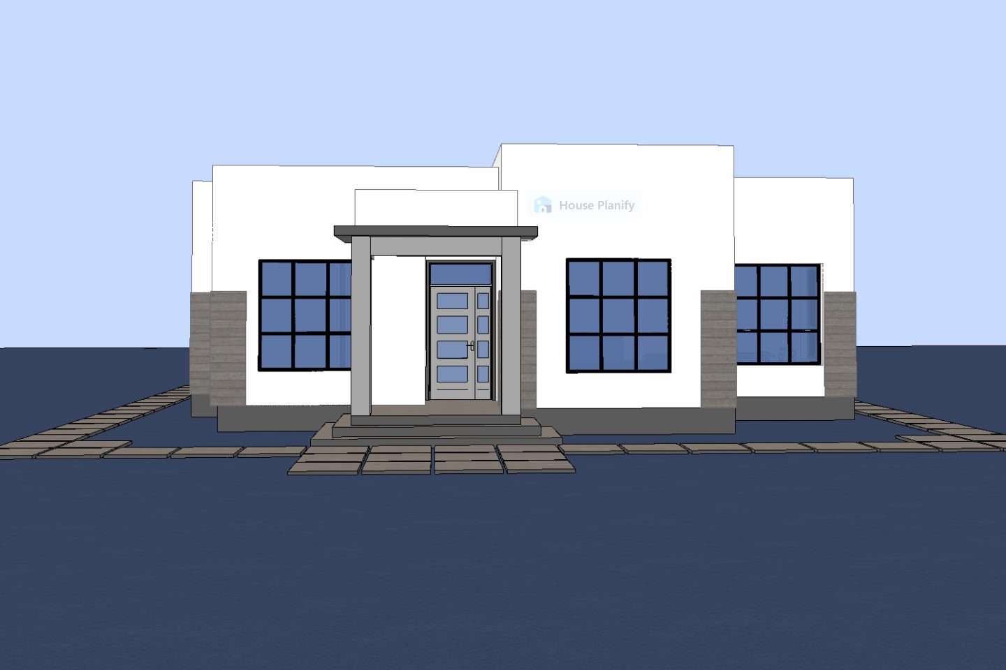 1300B Modern Bungalow Front House View