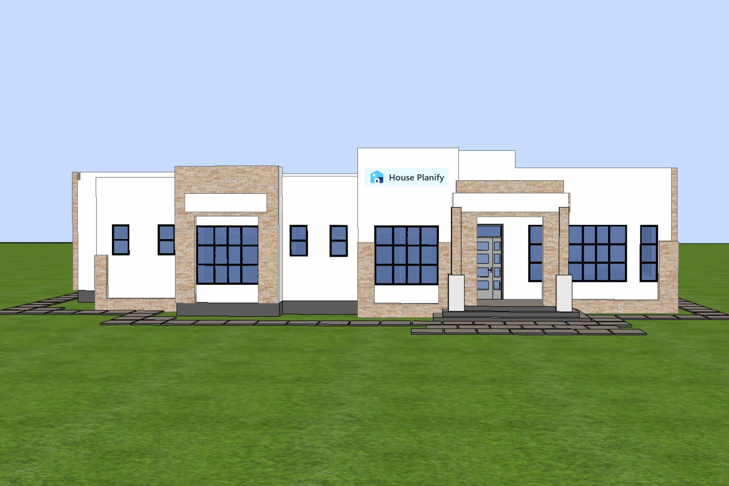 1409B Modern Bungalow Front View