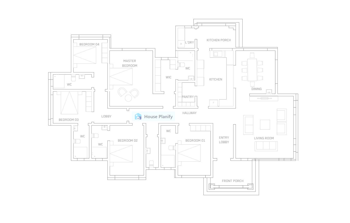 1500A Modern Hidden Roof MODERN Bungalow House Plan