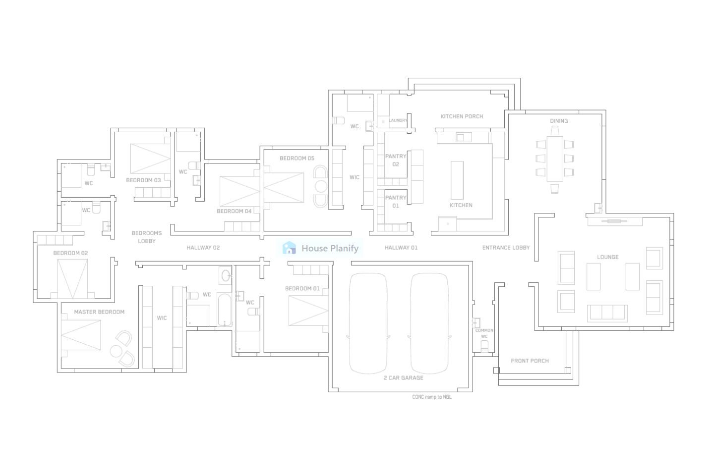 1600A Modern Bungalow House Plan