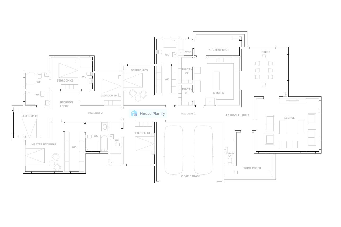 1600B Hidden Roof Modern House Plan