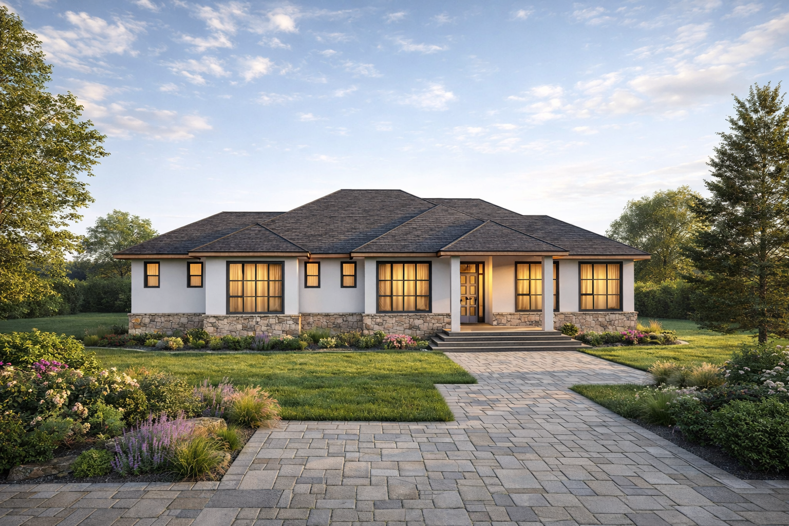 4 Bedroom Hip Roof House Plan Bungalow