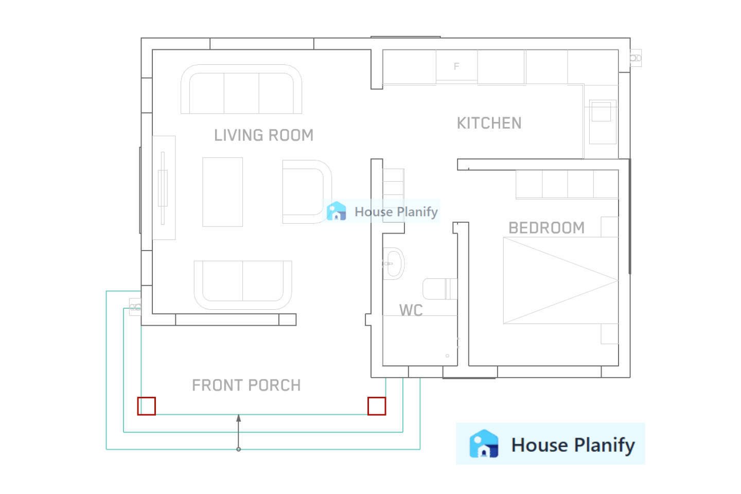 Bungalow 1100A 1 Bedroom House Plans