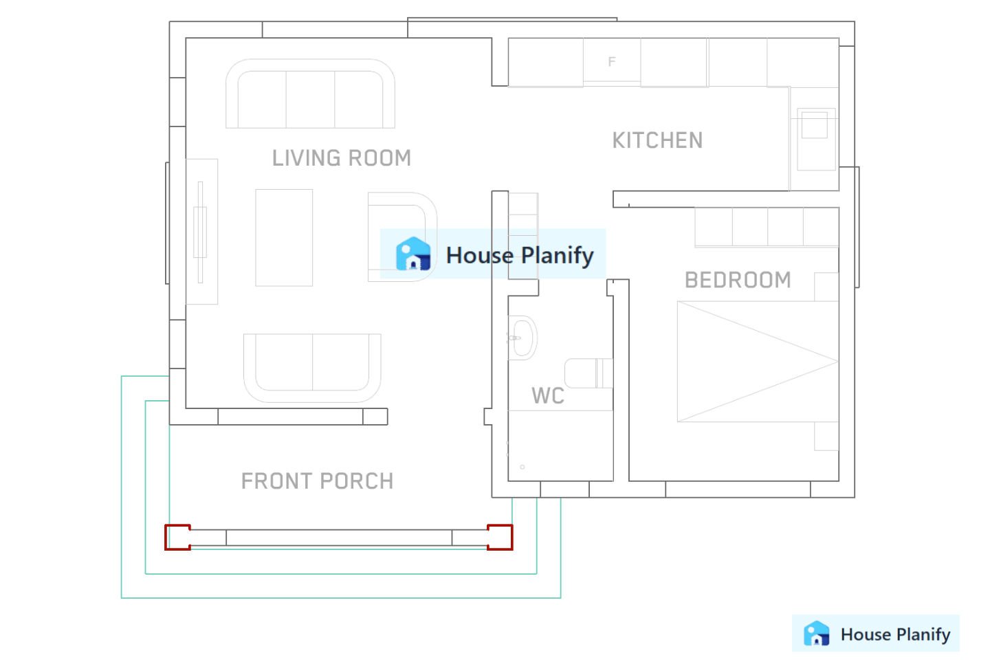 Modern Roofed Bungalow House Plan 1100B