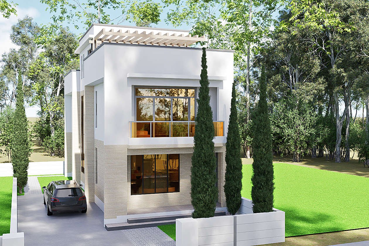 2312c front view of 3 bedroom maisonette open plan