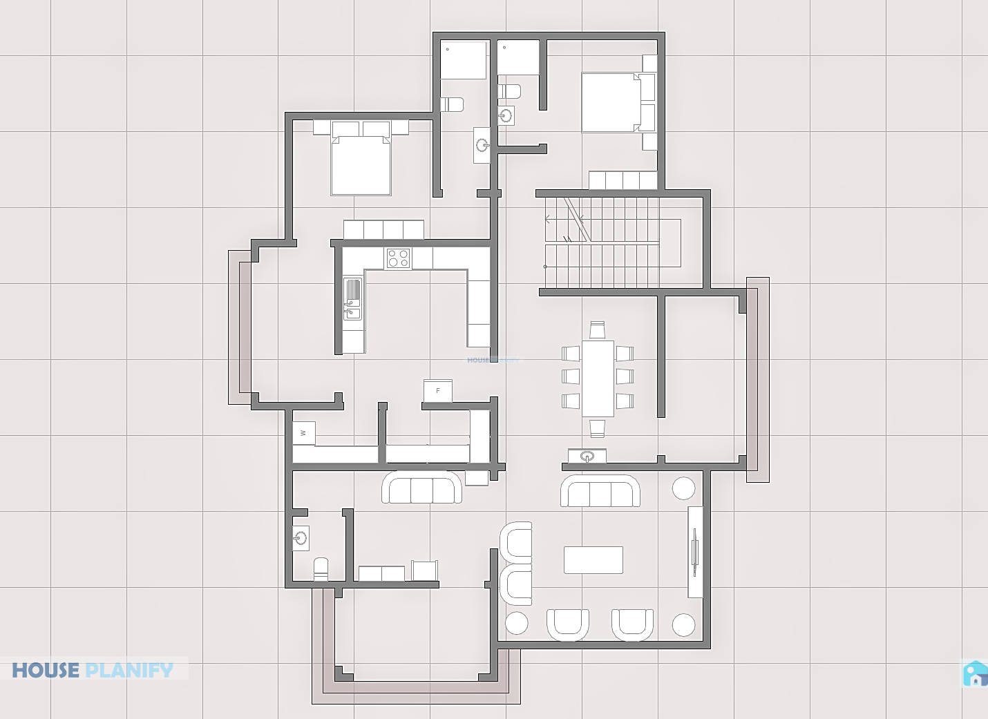 2406C - 4 Bedroom modern flat roof house plan design