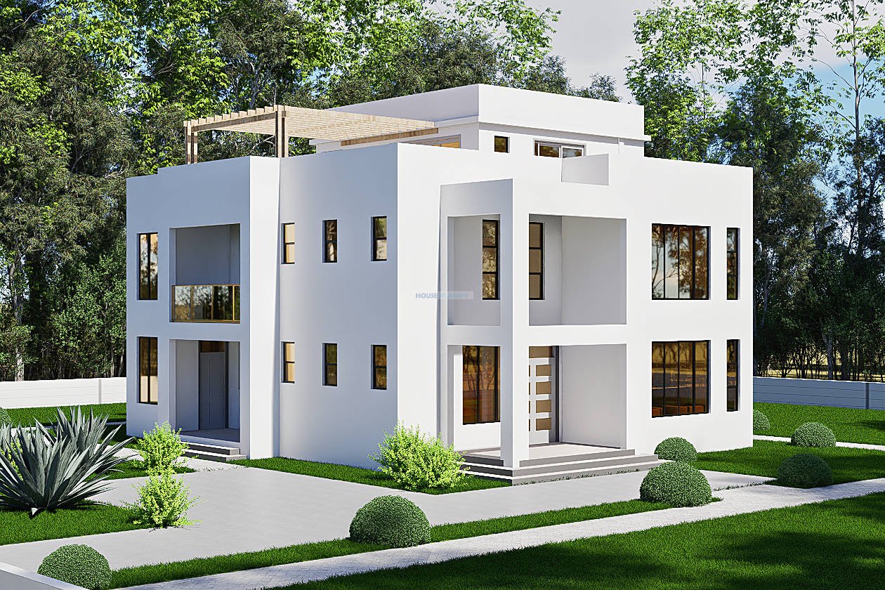 2406C 4 Bedroom modern maisonette front side view