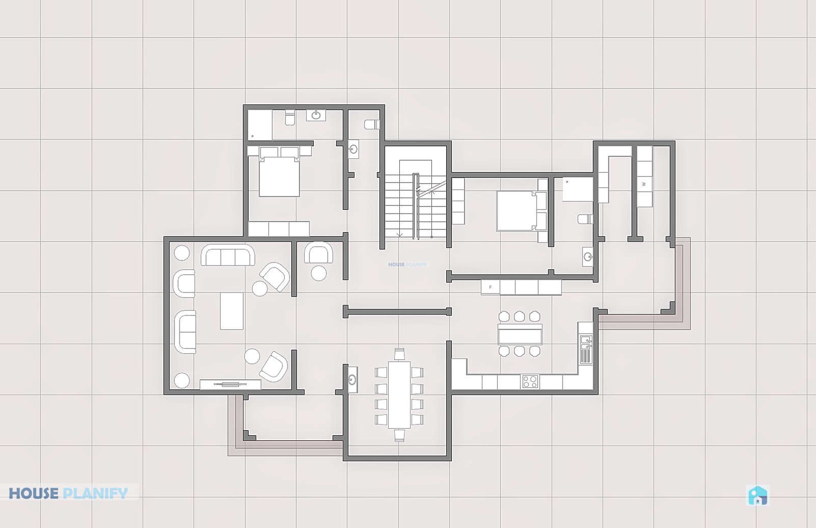 2510A - 5 bedroom modern hip and gable maisonette floor plan with concrete gutter system