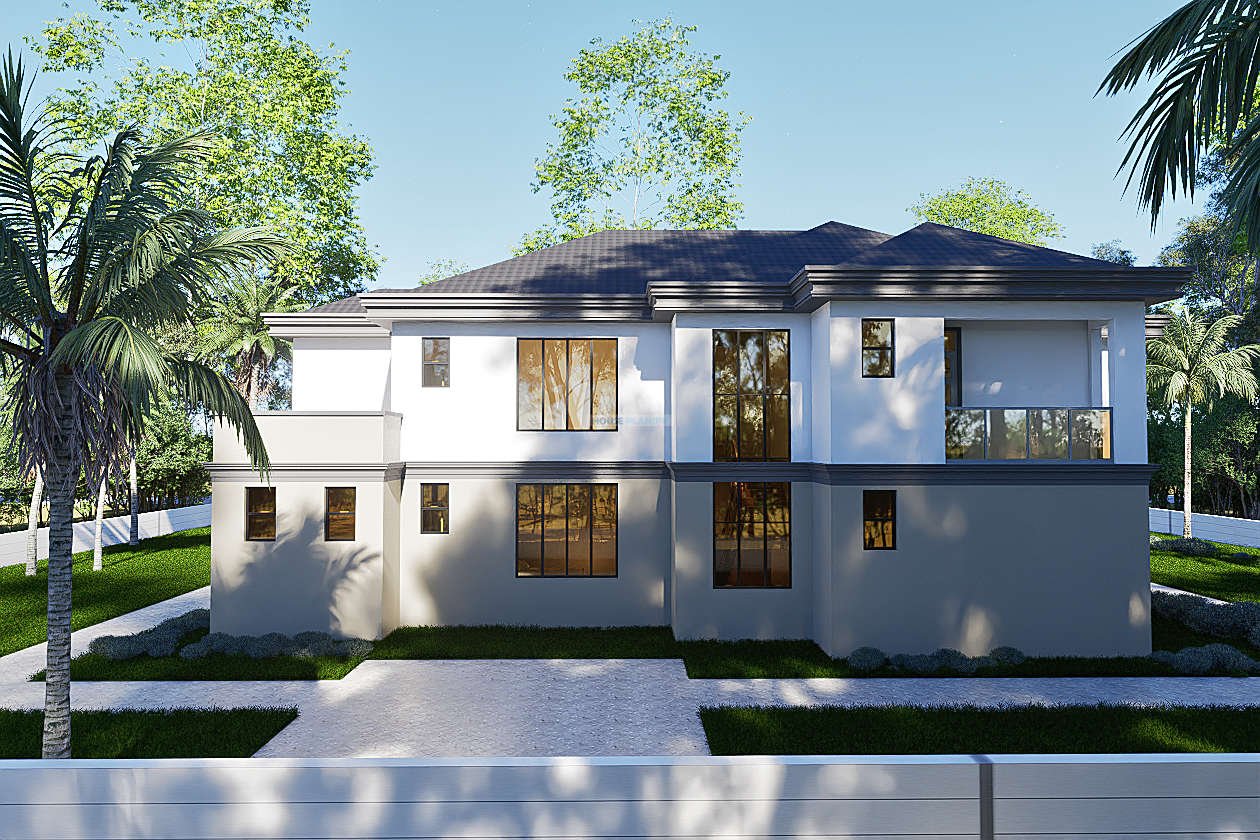 2510A Back view of 5 bedroom hip and gable roof bungalow
