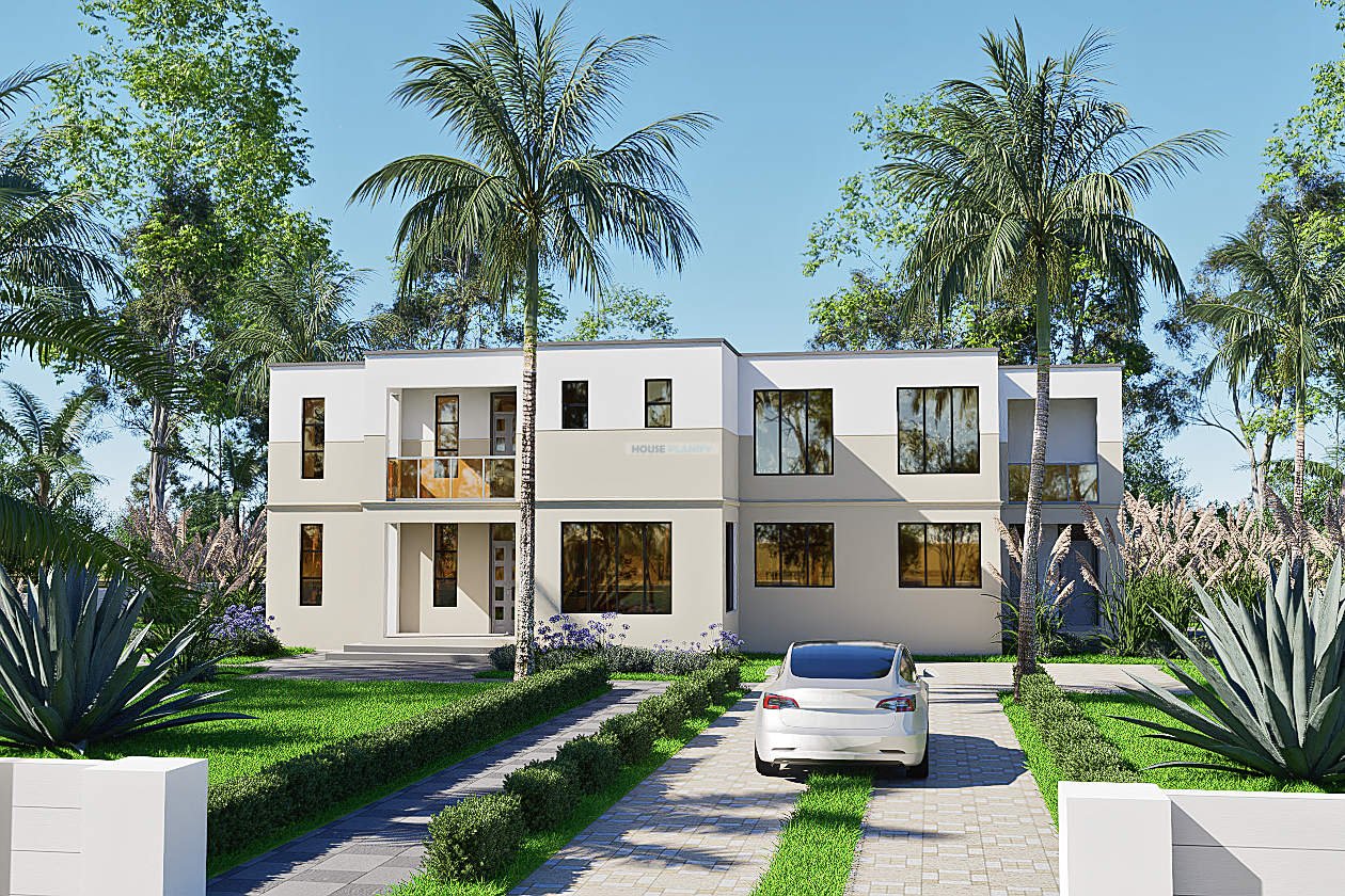 2510B 5 bedroom modern maisonette front view at houseplanify