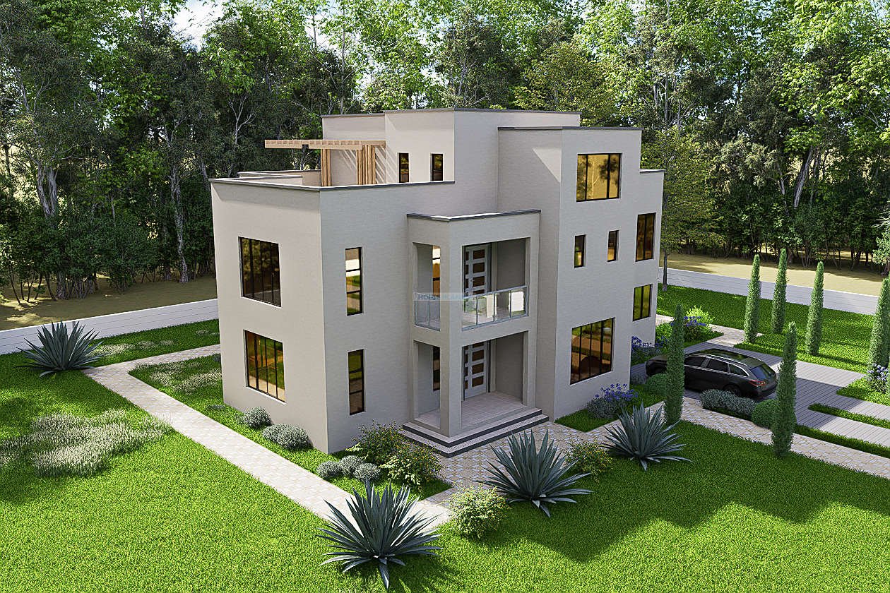 2510C house plan maisonette with pergoal