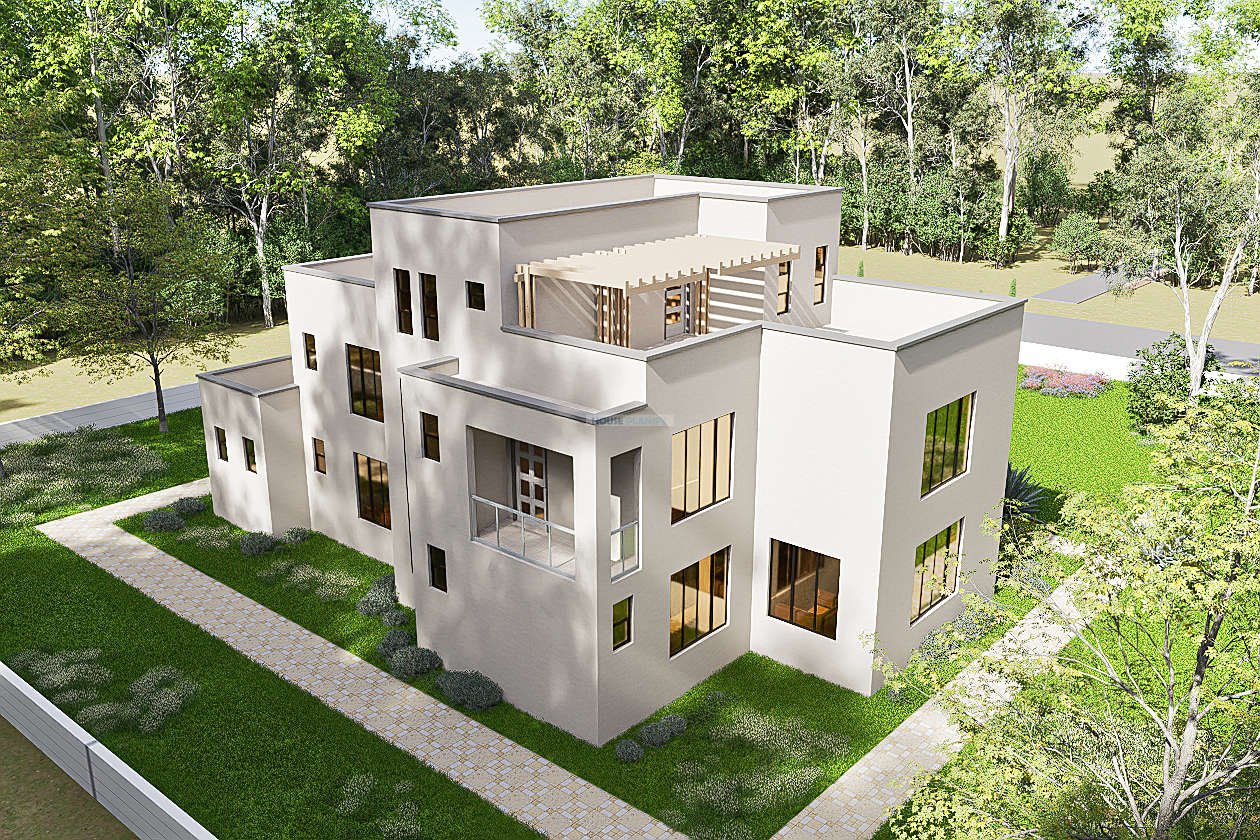 2510C top View side 5 bedroom house plan