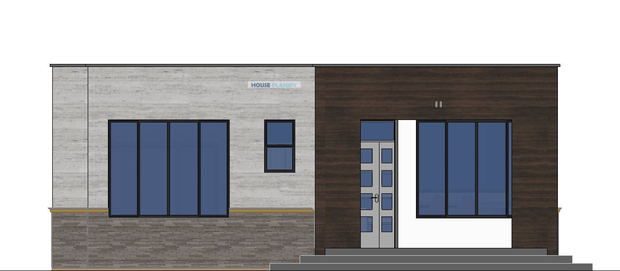 2 bedroom bungalow front elevation 1201B