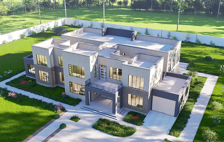 5 bedroom Flat Roof Maisonette House Plan 2512B