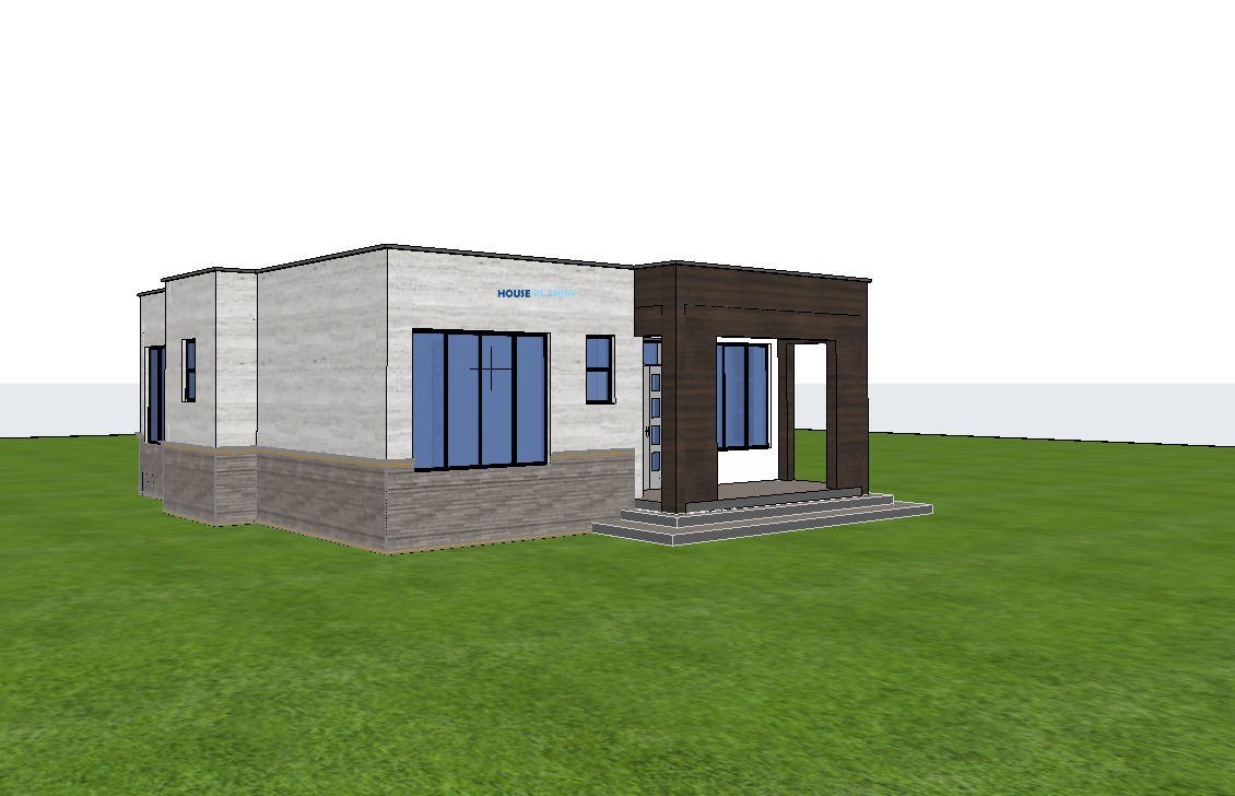 perspective render 1201b for 2 bedroom house plan bungalow