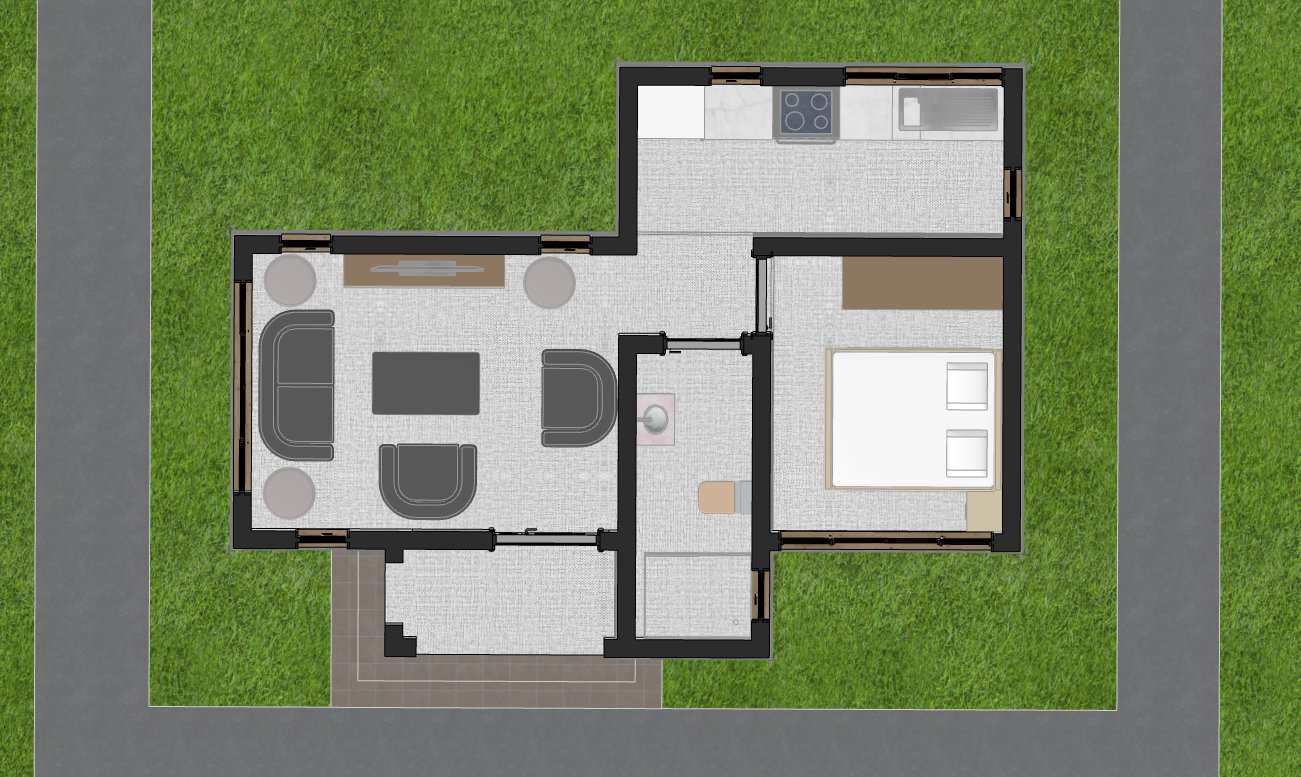 1 BEDROOM 42 square meter house plan 1101A