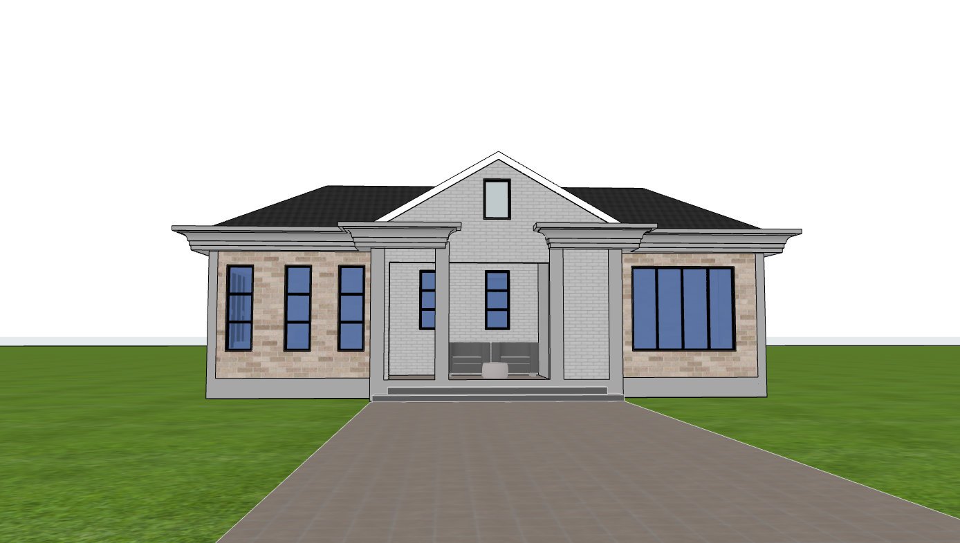 1 Bedroom Hip and Gable roof bungalow house plan