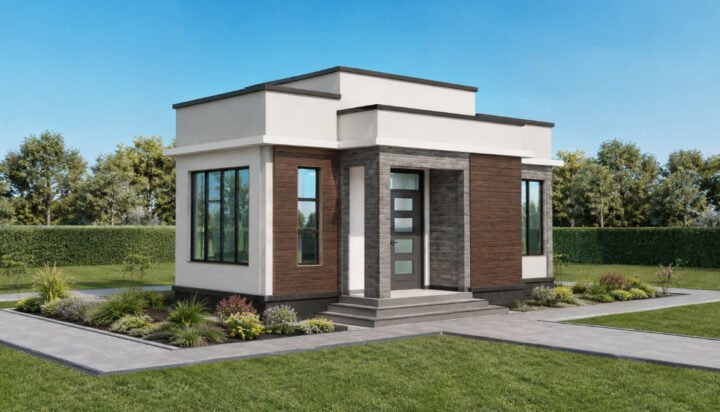 1 Bedroom Modern Flat Roof House Plan 42 Square Meters Beautiful Contemporary Home with a Compact Footprint 1101C