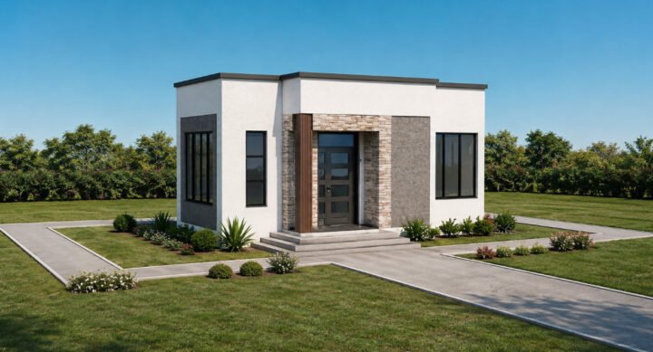 1 Bedroom Modern Hidden Flat Roof House Plan 42 Square Meters Compact Contemporary Living with a Small Footprint 1101B