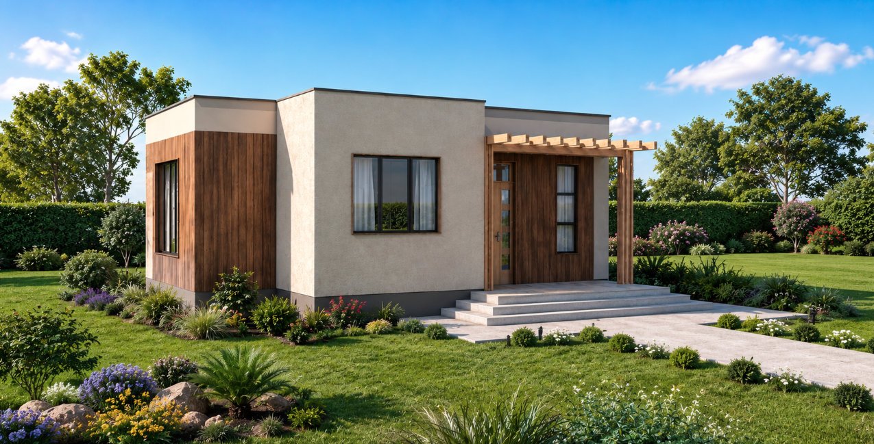 1 bedroom 50 square meter single storey house design 1102B