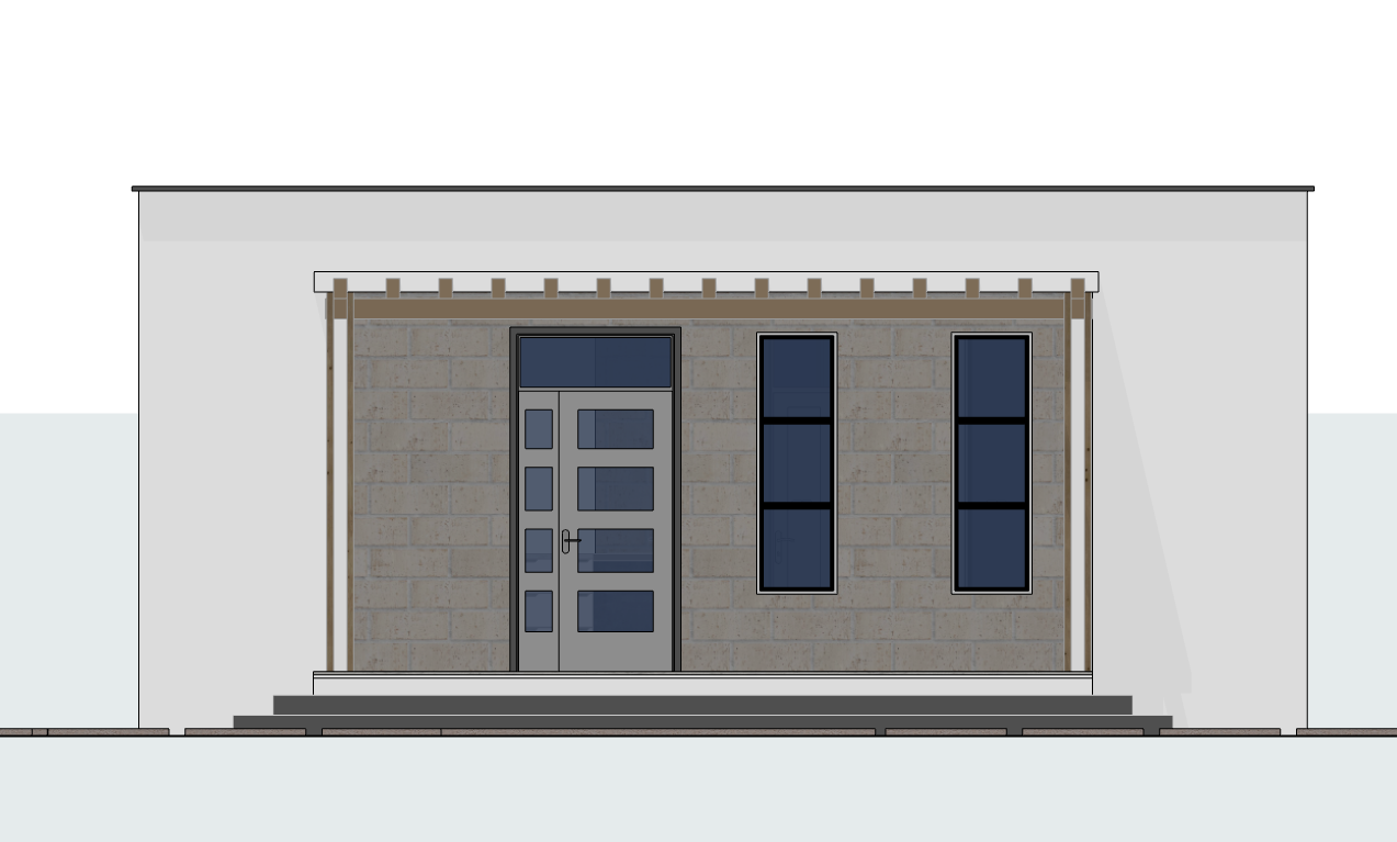 1 bedroom Tiny house front elevation 1121B