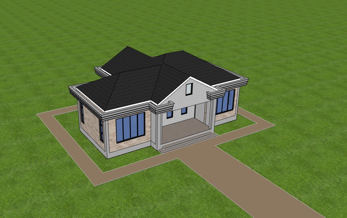 1 bedroom bungalow birds eye view 1107A-D1
