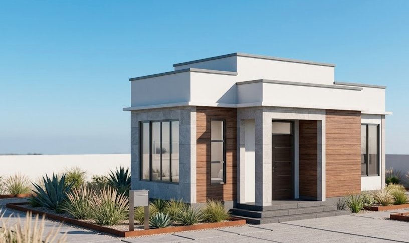 1 bedroom bungalow exterior house design 1101C