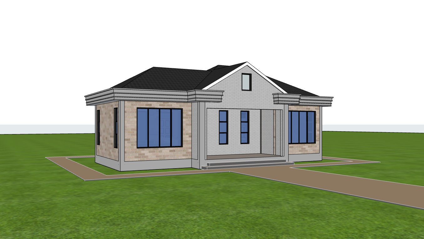 1 bedroom bungalow front view 1107A-D1