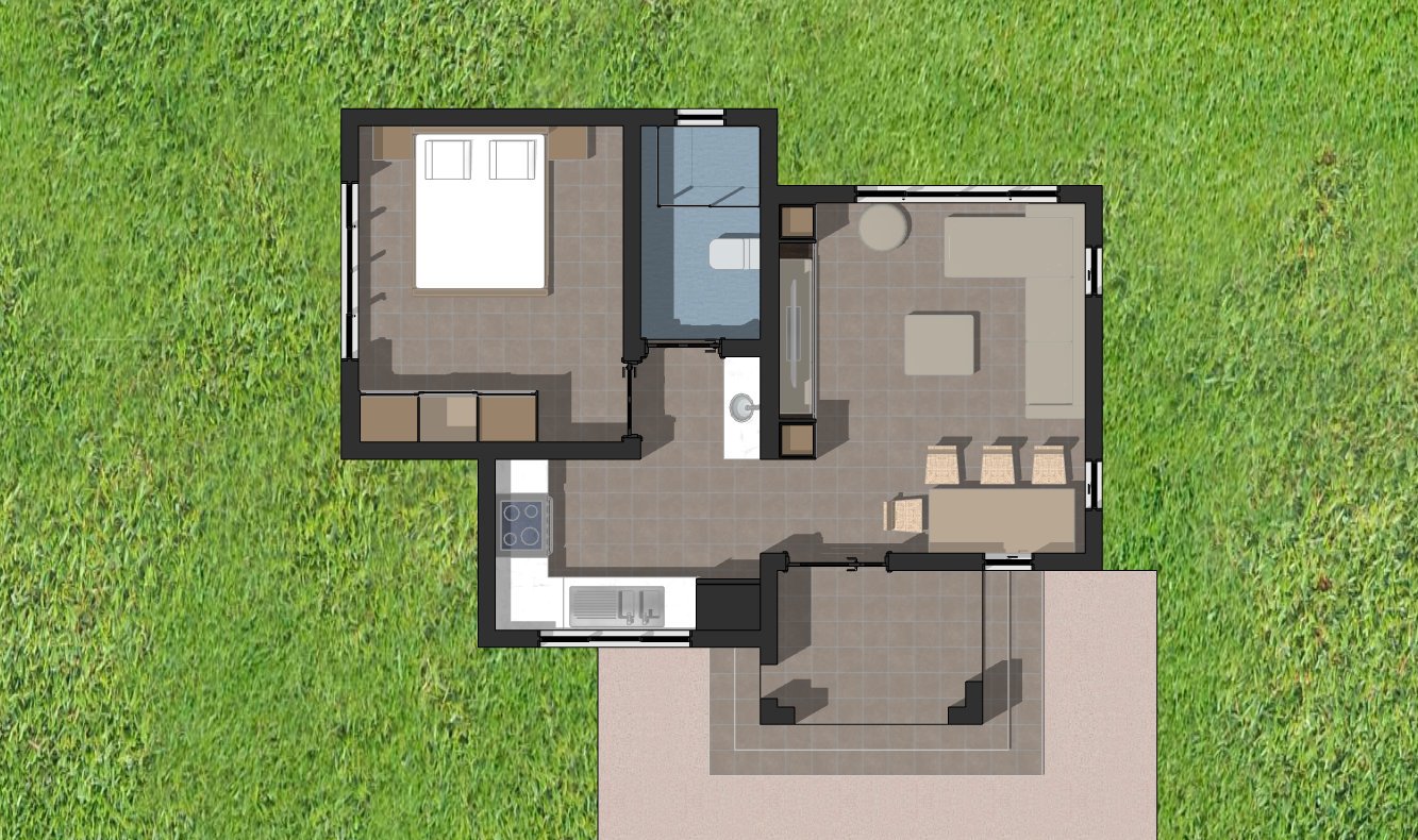 1 bedroom bungalow house design 1102D