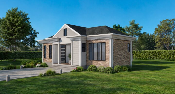 1 bedroom bungalow house plan hip and gable roof 1120A