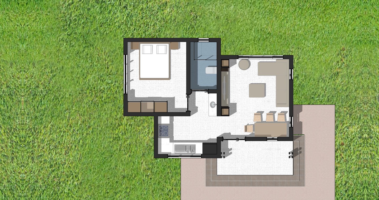 1 bedroom bungalow with concrete gutter 1102B