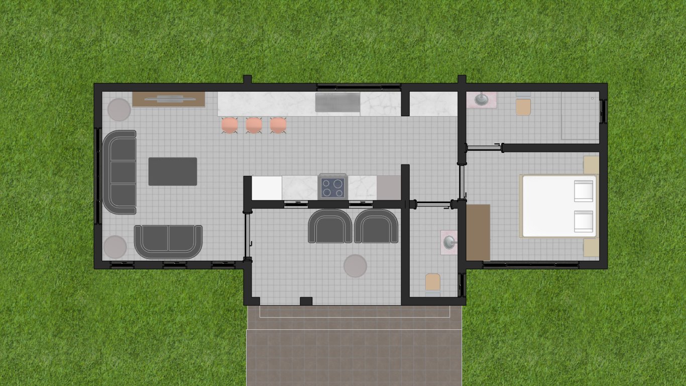 1 bedroom compact house plan single storey 1120A