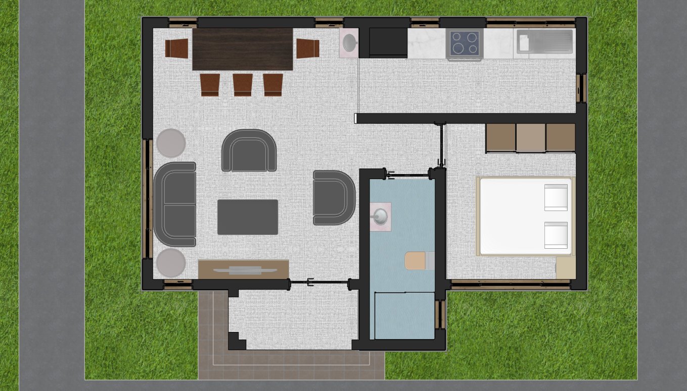 1 bedroom house plan with dining 1101D