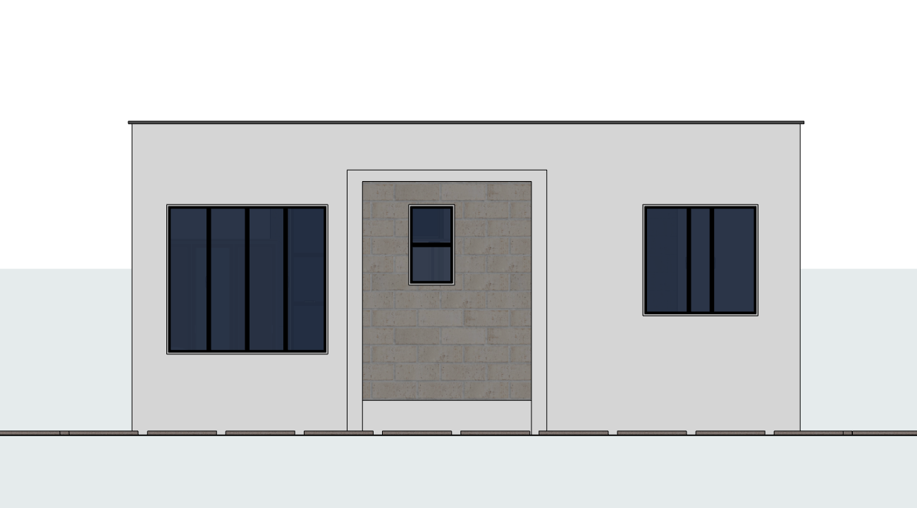 1 bedroom modern tiny house side elevations 1121B