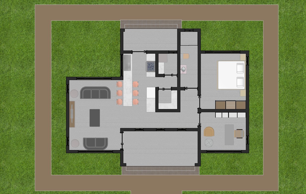 1 bedroom single storey house design and plan 1107A-D1