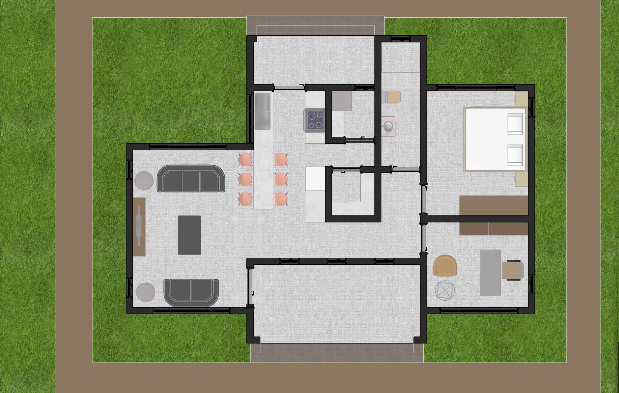 1 bedroom single storey house design floor plan 1107B
