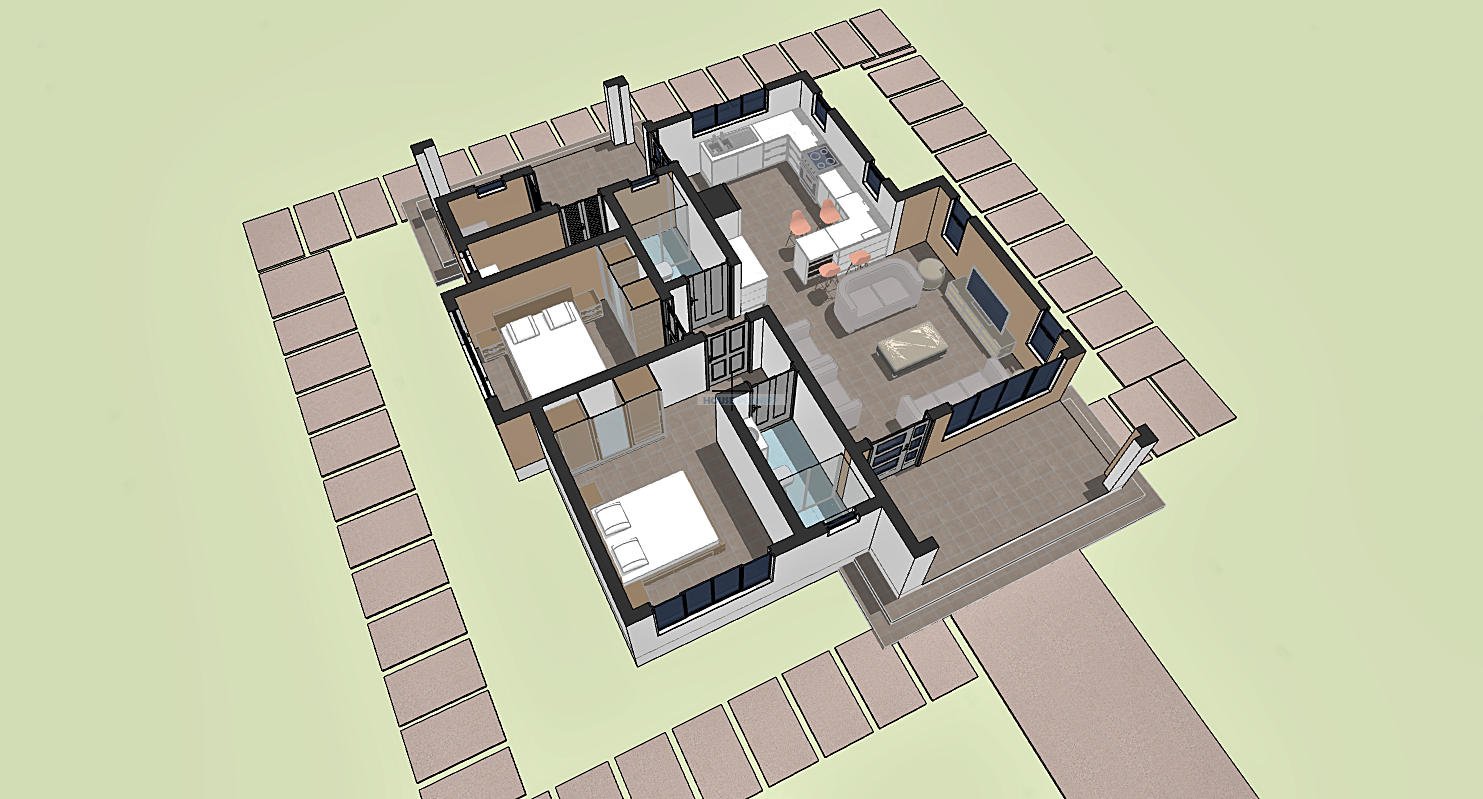 10 x 12 meter hidden roof house plan 1202B