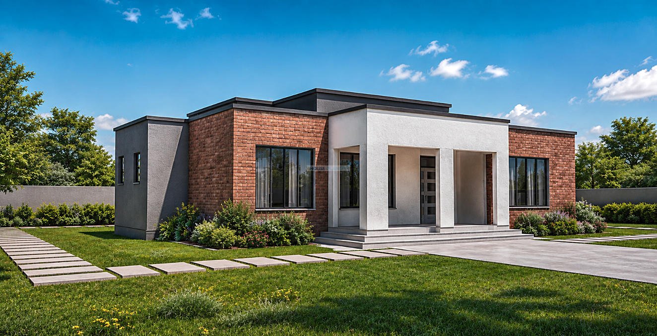 161 sqm flat roof bungalow house exterior 1315C