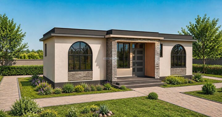 2 Bedroom Contemporary single storey house plan 1203C