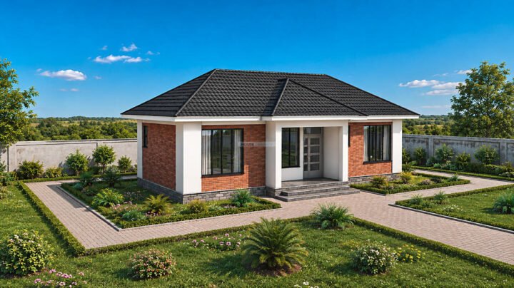 2 Bedroom Single Storey House Plan 81 Square meter 1203D