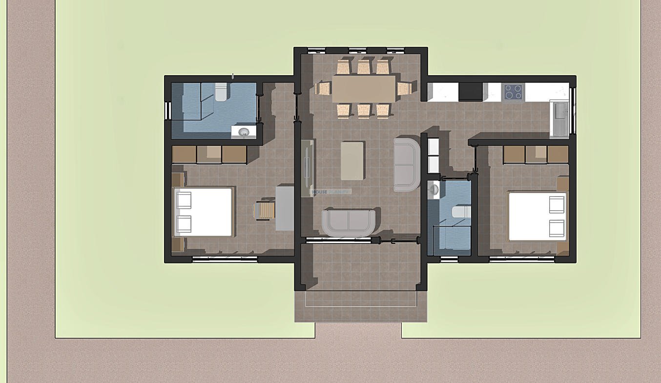 2 bedroom 8 x 13 meter house design and plan 1203A