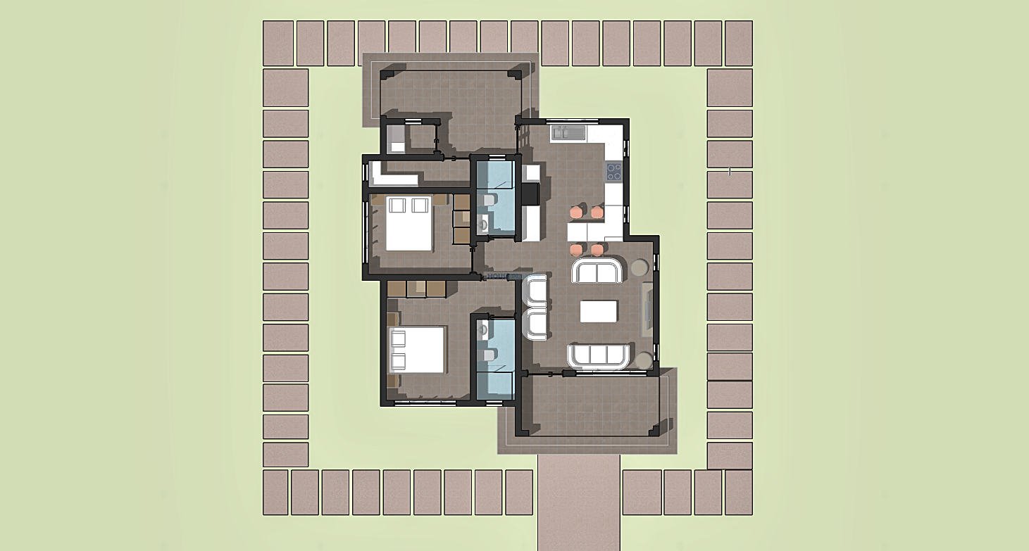 2 bedroom bungalow floor plan 1202A