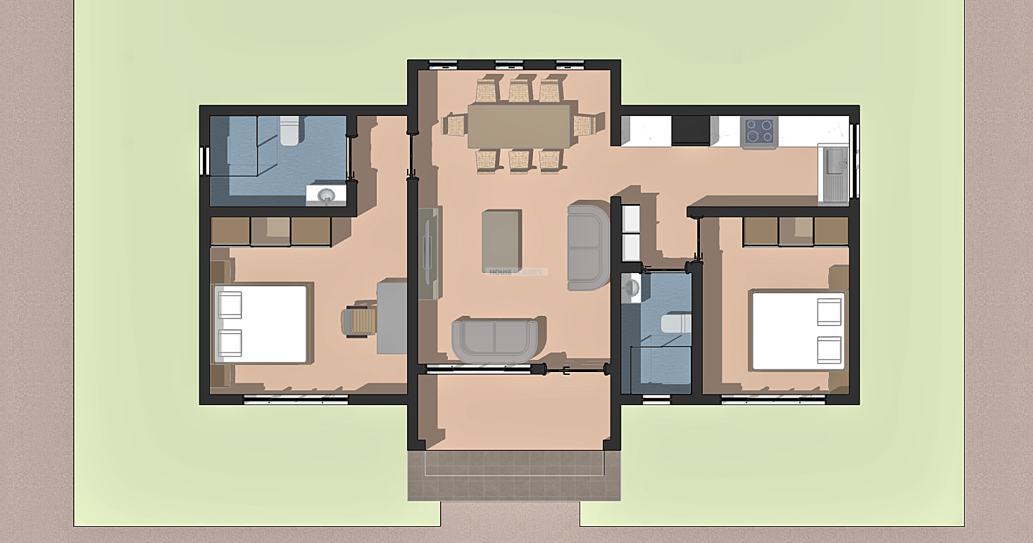 2 bedroom bungalow floor plan 1203E
