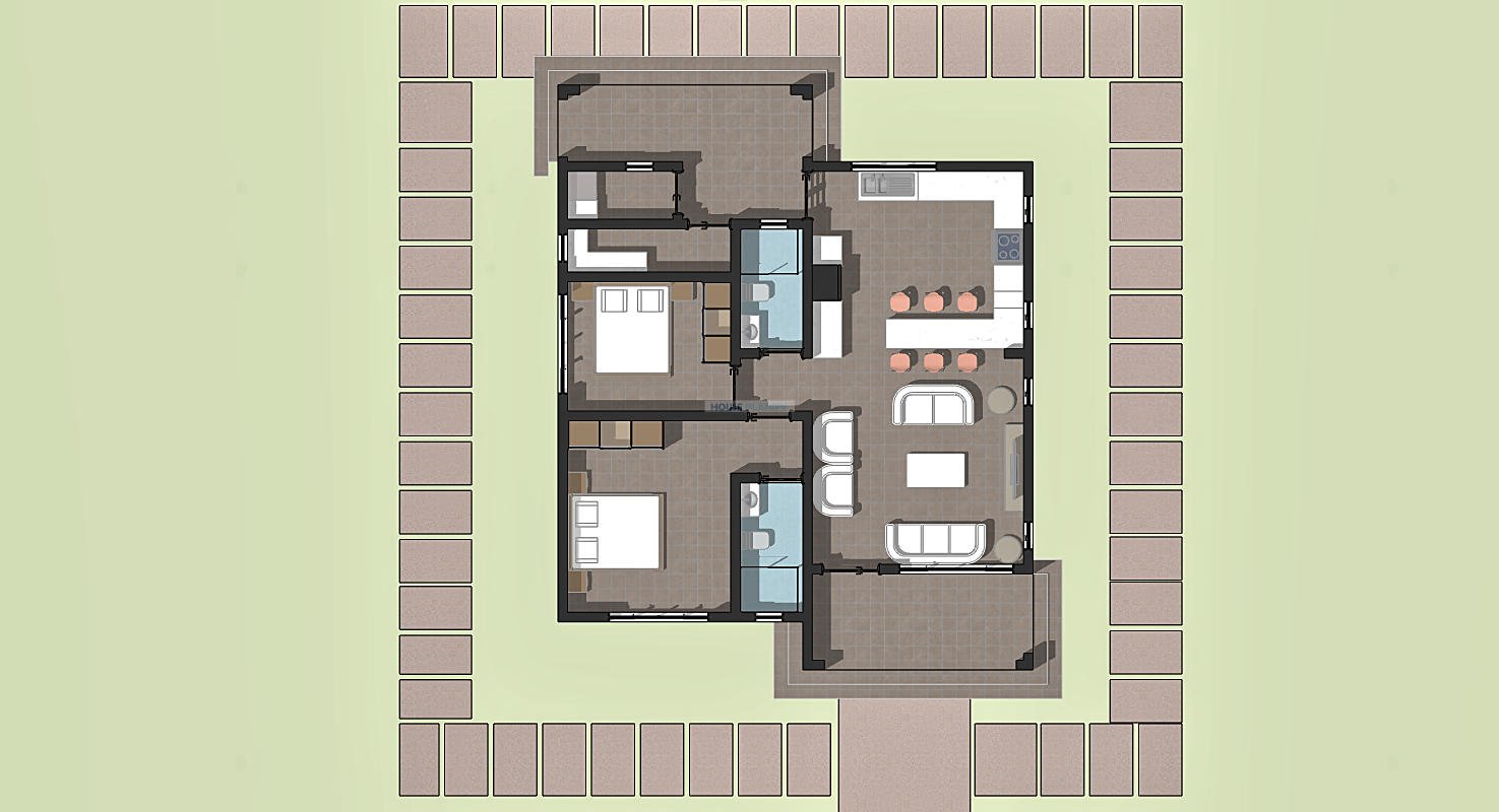 2 bedroom single storey house plan 1202D