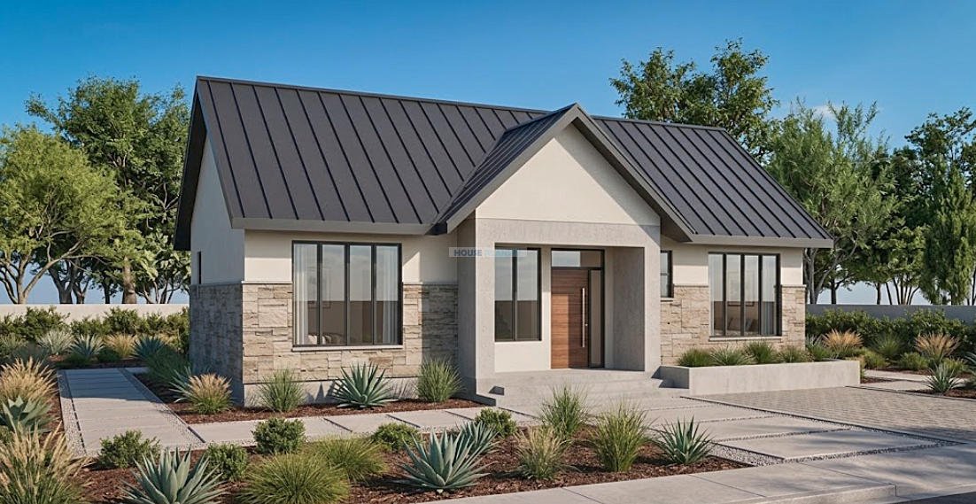 2 bedroom single storey house plan 1203A